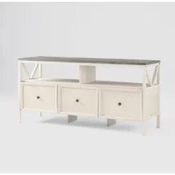 Farmhouse 3 Drawer Wood TV Stand For TVs Up To 65" - Saracina Home -Chic Furniture Store GUEST 0072dd60 ce7c 4443 ae39 8934a2c1febb