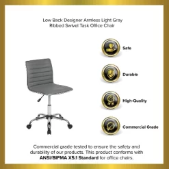 Emma And Oliver Low Back Designer Armless Ribbed Swivel Task Office Chair -Chic Furniture Store GUEST 0631b47a d270 49cc 9360 56641228645b