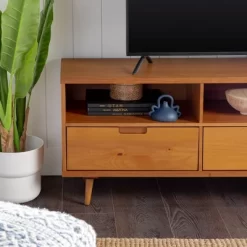 Cara 3 Drawer Mid-Century Modern 3 Drawer TV Stand For TVs Up To 80" - Saracina Home -Chic Furniture Store GUEST 0824ed10 634d 442e 93d1 6435deb8cb30