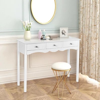 Costway Console Table Hall Table Side Table Desk Accent Table 3 Drawers Entryway White 3 Costway Console Table Hall Table Side Table Desk Accent Table 3 Drawers Entryway White