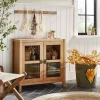 Grooved Wood With Glass 2-Door Cabinet - Natural - Hearth & Hand™ With Magnolia -Chic Furniture Store GUEST 125e99da 5213 4a26 87e4 953b788a4ec3