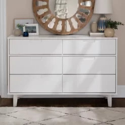 Mid-Century Modern Groove Wood 6 Drawer Dresser - Saracina Home -Chic Furniture Store GUEST 13828240 9963 494e bb41 64642249307e