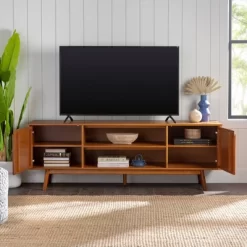 Solid Wood Mid-Century Modern TV Stand For TVs Up To 80" - Saracina Home -Chic Furniture Store GUEST 13d172c2 7522 436c b47e 043357d4492b