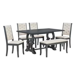 6 PCS Retro Dining Set With Unique-designed Table And Upholstered Chair-ModernLuxe -Chic Furniture Store GUEST 144b2e82 beff 4f59 aab3 7cc9f823a4d3