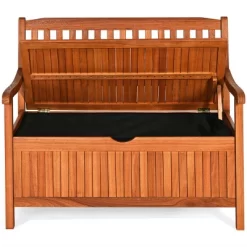 Costway 42'' Storage Bench Deck Box Solid Wood Seating Container Tools Toys W/Backrest -Chic Furniture Store GUEST 166e6e3d fc9e 4cc0 b96e 26a0613eeb9b
