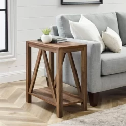 Taylen A Frame Farmhouse Open Storage Side Table - Saracina Home