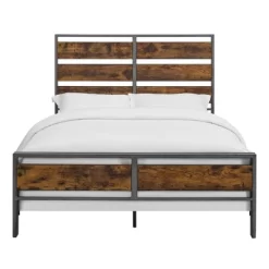 Queen Urban Chic Metal And Wood Plank Bed Brown - Saracina Home -Chic Furniture Store GUEST 1edbf943 9085 4030 9489 6c7babf0e6c6