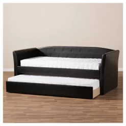 Twin Camino Modern And Contemporary Faux Leather Upholstered Daybed With Guest Trundle Bed - Baxton Studio 11 Twin Camino Modern And Contemporary Faux Leather Upholstered Daybed With Guest Trundle Bed - Baxton Studio -Chic Furniture Store GUEST 20ef71f5 5c27 494b b6e0 c6a8ff39d058
