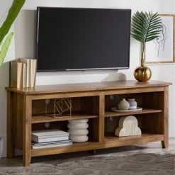 Transitional 4 Cubby Wood Open Storage TV Stand For TVs Up To 65"- Saracina Home -Chic Furniture Store GUEST 25f3cc78 c68c 409d ba33 6e1083087415
