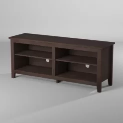 Transitional 4 Cubby Wood Open Storage TV Stand For TVs Up To 65"- Saracina Home -Chic Furniture Store GUEST 26e980c1 ccaf 4dd9 90f1 a41ebb526357