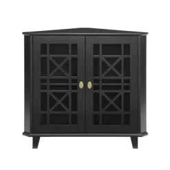 2 Door Corner Accent Cabinet With Fretwork Doors - Saracina Home -Chic Furniture Store GUEST 28fe5556 fd13 4741 9522 8e0abe2af5bd