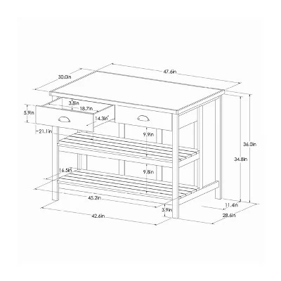 Wood Kitchen Island Table With Storage Black/Natural - Hearth & Hand™ With Magnolia 10 Wood Kitchen Island Table With Storage Black/Natural - Hearth & Hand™ With Magnolia - Image 8