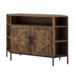 Atticus Modern Farmhouse 2 Door Corner TV Stand For TVs Up To 55" Rustic Oak - Saracina Home -Chic Furniture Store GUEST 300a699d 8a74 4a70 bb6f e5e5e7c1c7a7