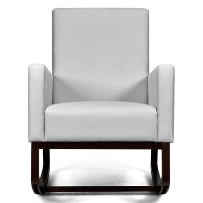 Tangkula 2-in-1 Upholstered Rocking Chair With Wood Leg & Pillow Relax Sofa Chair Light Grey/Beige/Dark Gray 14 Tangkula 2-in-1 Upholstered Rocking Chair With Wood Leg & Pillow Relax Sofa Chair Light Grey/Beige/Dark Gray - Image 12