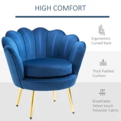 HomCom Elegant Velvet Upholstered Accent Leisure Club Chair With Gold Metal Legs -Chic Furniture Store GUEST 36821f06 031a 4cfd 8ad6 b397a37162c9