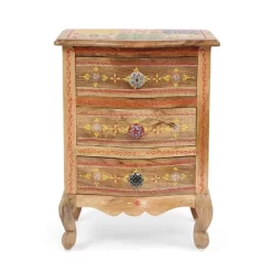 Ailey Handcrafted Boho Mango Wood 3 Drawer Nightstand Natural - Christopher Knight Home -Chic Furniture Store GUEST 3924a78e 3952 49db 866c 6794bccc9300
