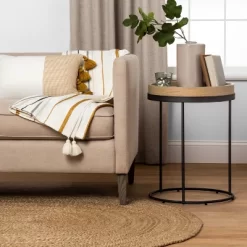Chic Furniture Store 11 Wood & Steel Accent Side Table - Natural/Black - Hearth & Hand™ With Magnolia