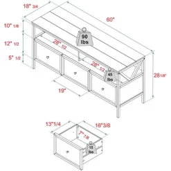 Farmhouse 3 Drawer Wood TV Stand For TVs Up To 65" - Saracina Home -Chic Furniture Store GUEST 40d5f612 f4e7 48b3 8586 affcd4996633