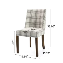 2pk Harman Contemporary Upholstered Plaid Dining Chairs Gray/Light Beige/Brown - Christopher Knight Home -Chic Furniture Store GUEST 44f83184 b26d 4d60 996b e440176cff87