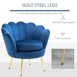 HomCom Elegant Velvet Upholstered Accent Leisure Club Chair With Gold Metal Legs -Chic Furniture Store GUEST 453ce68e e4a4 4f60 b7ec 9d9cab5e1638