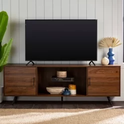 2 Door Mid-Century Modern Wood Storage TV Stand For TVs Up To 80" - Saracina Home -Chic Furniture Store GUEST 474e4bb8 d0cb 4809 ba15 d0ecb3aa5ec4