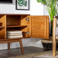 Solid Wood Mid-Century Modern TV Stand For TVs Up To 65" - Saracina Home -Chic Furniture Store GUEST 4814f0a0 557a 4091 bf29 8479abd8c5d7