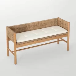Elden Wood Bench With Woven Back And Loose Cushion Seat - Threshold™ Designed With Studio McGee 10 Elden Wood Bench With Woven Back And Loose Cushion Seat - Threshold™ Designed With Studio McGee -Chic Furniture Store GUEST 512a58d0 258b 4cd4 8401 add11f70e81d