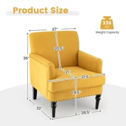 Tangkula Set Of 2 Modern Accent Chair Upholstered Sofa Chair W/ Rubber Wood Legs Yellow -Chic Furniture Store GUEST 59a0fbbd c8d4 4381 9b84 49c42ed1e4f6