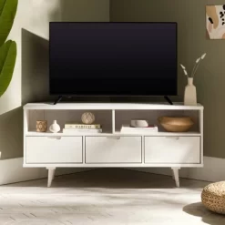Cara Mid-Century Modern 3 Drawer Corner TV Stand For TVs Up To 58" - Saracina Home 41 Cara Mid-Century Modern 3 Drawer Corner TV Stand For TVs Up To 58" - Saracina Home -Chic Furniture Store GUEST 5a91e93e d508 4e72 9f59 32f14f024c2a
