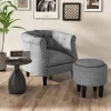 Costway Modern Accent Chair With Ottoman Armchair Barrel Sofa Chair With Footrest Grey -Chic Furniture Store GUEST 5d94ef8f bb9c 4640 84d8 b5ab23862a89