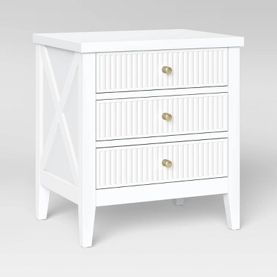 Wrentham Beadboard Farmhouse 3 Drawer Nightstand White - Threshold™ 4 Wrentham Beadboard Farmhouse 3 Drawer Nightstand White - Threshold™ - Image 2