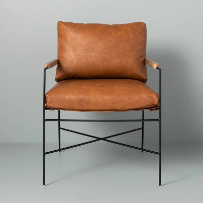 Faux Leather & Metal Accent Chair - Black/Brown - Hearth & Hand™ With Magnolia 4 Faux Leather & Metal Accent Chair - Black/Brown - Hearth & Hand™ With Magnolia - Image 2