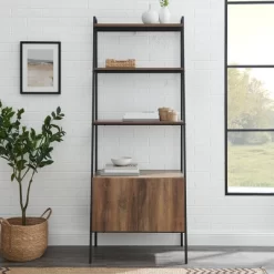 72" Open Shelf And Closed Storage Cabinet Ladder Bookcase - Saracina Home -Chic Furniture Store GUEST 63ba128c 347b 49bc b7d3 5a205f7232df