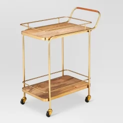 Metal, Wood, And Leather Bar Cart - Gold - Threshold™ 8 Metal, Wood, And Leather Bar Cart - Gold - Threshold™ -Chic Furniture Store GUEST 63d965bb b034 43cc b2af e01cf6536a7f