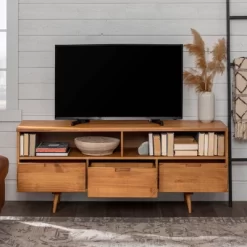 Cara Mid-Century Modern 3 Drawer TV Stand For TVs Up To 65" - Saracina Home -Chic Furniture Store GUEST 6406604d 1ec4 4548 a085 d7d44d4bfcce