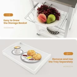 Costway Compact Kitchen Island Cart Rolling Service Trolley With Stainless Steel Top Basket -Chic Furniture Store GUEST 6d12b3d7 0480 4e1e bf51 084fc2612c3c