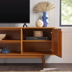 Solid Wood Mid-Century Modern TV Stand For TVs Up To 80" - Saracina Home -Chic Furniture Store GUEST 718deacd a6aa 48d3 a2de dc60399694ef