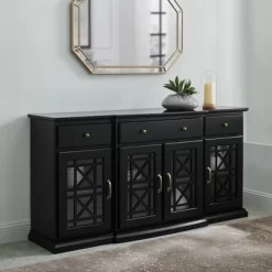 Selma Transitional 3 Tiered Ornate Fretwork Door Sideboard - Saracina Home