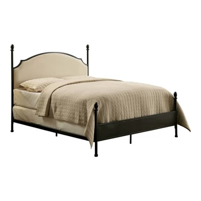 Geraldine Upholstered Headboard Poster Panel Bed Powder Coated Gun Metal - HOMES: Inside + Out 5 Geraldine Upholstered Headboard Poster Panel Bed Powder Coated Gun Metal - HOMES: Inside + Out - Image 3