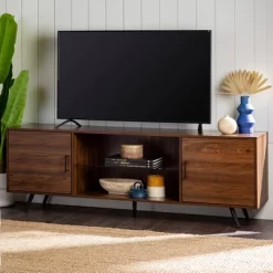 2 Door Mid-Century Modern Wood Storage TV Stand For TVs Up To 80" - Saracina Home -Chic Furniture Store GUEST 731fc50a 2639 4fe3 90be a972112a62a2