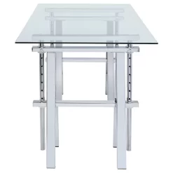 Statham Glass Top Adjustable Sawhorse Standing Desk Chrome - Coaster -Chic Furniture Store GUEST 77bd7e9e cdb6 4b2c 9af8 29c17131f354