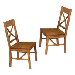Set Of 2 Traditional Distressed Wood Dining Chairs - Saracina Home
