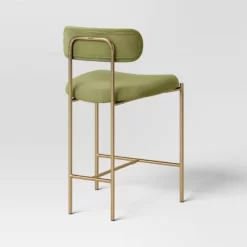 Orion Luxe Backed Counter Height Barstool With Brass Legs Olive Green Velvet - Threshold™ -Chic Furniture Store GUEST 7e783766 9223 4da7 9627 10de0ab7294f