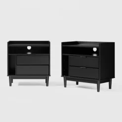 2pk Mid-Century Modern Solid Wood 2 Drawer Storage Nightstands - Saracina Home 17 2pk Mid-Century Modern Solid Wood 2 Drawer Storage Nightstands - Saracina Home -Chic Furniture Store GUEST 7ec02fdf f38c 4ef2 8a65 1390845091ae