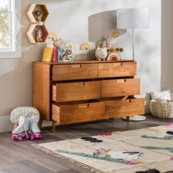 Mid-Century Modern Groove Wood 6 Drawer Dresser - Saracina Home -Chic Furniture Store GUEST 7faaf4e0 3bb4 4268 99ad 0f6342d872ce
