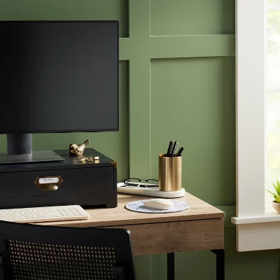 Monitor Stand Black Wood - Threshold™ 3 Monitor Stand Black Wood - Threshold™