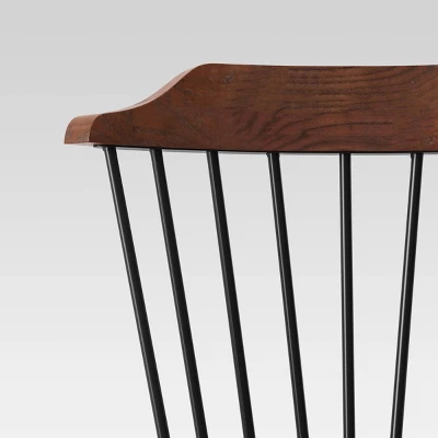 Delway Curved Back Mixed Material Counter Height Barstool Walnut - Threshold™ 6 Delway Curved Back Mixed Material Counter Height Barstool Walnut - Threshold™ - Image 4