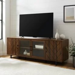 Vik Modern Boho 4 Door Herringbone TV Stand For TVs Up To 80" - Saracina Home -Chic Furniture Store GUEST 9063eb92 b49a 4de7 8042 61e07cd7b281