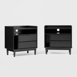 2pk Mid-Century Modern Solid Wood 2 Drawer Storage Nightstands - Saracina Home 25 2pk Mid-Century Modern Solid Wood 2 Drawer Storage Nightstands - Saracina Home -Chic Furniture Store GUEST 90b51515 663a 4264 a749 f3758d2e0dcf