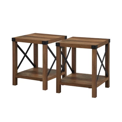 Set Of 2 Sophie Rustic Farmhouse X Frame Side Tables - Saracina Home 7 Set Of 2 Sophie Rustic Farmhouse X Frame Side Tables - Saracina Home - Image 5